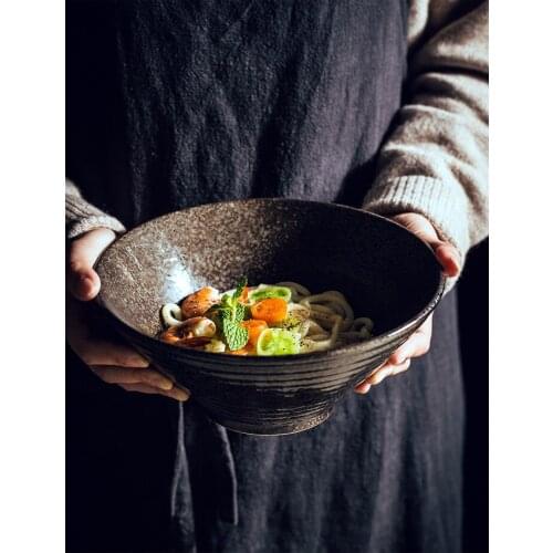Japanese-style ceramic bowl, household large ramen bowl, rice bowl, creative tableware commercial hat bowl