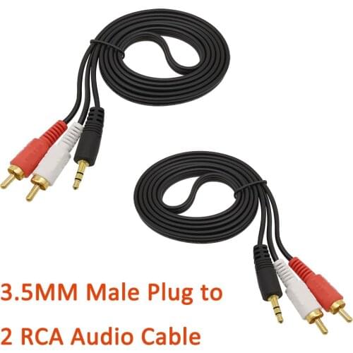 2Pcs 2 RCA Male to 3.5mm Male Plug Audio Cable Connector 3.5mm Male to Dual 2 RCA Jack Cable Stereo PC Audio Splitter 15M Cable
