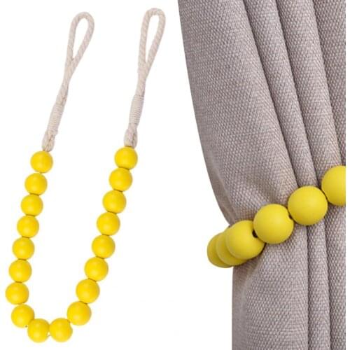 Round Beads 2Pcs Unique Drape Holdbacks Natural Curtain Tieback Reusable Home Decor