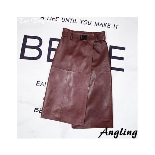Top brand Women Spring 2020 Genuine Real Sheep Leather Skirt E27 high quality