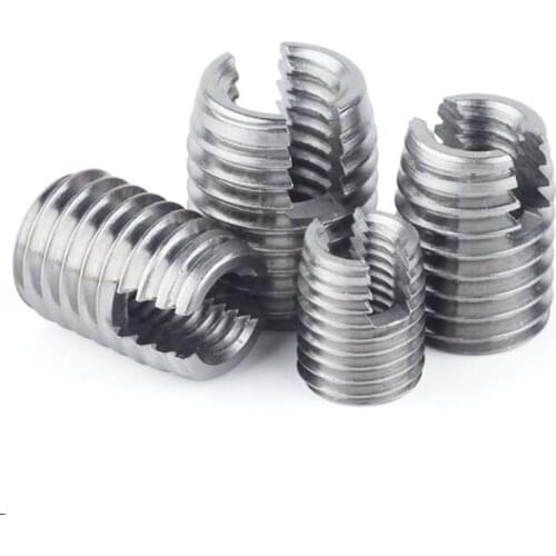 M2 M3 M4 M5 M6 M8 M10 Stainless Steel 302 Style Threaded Metal Thread Repair Insert Self Tapping Inserts Slotted Screw Threaded