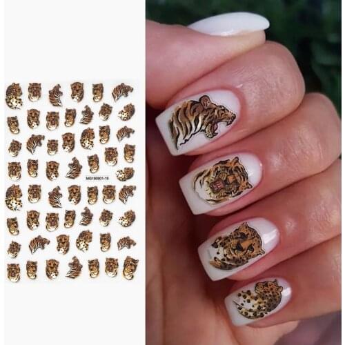 MG190901-16 Tiger head leopard head zebra head Lion head 3D Back glue Nail Art Stickers Decals Sliders Nail ornament decoration