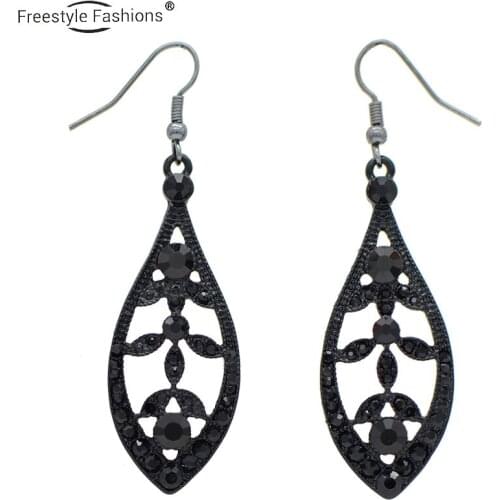 Fashion trendy water glass stone Zinc alloy drop earrings for women