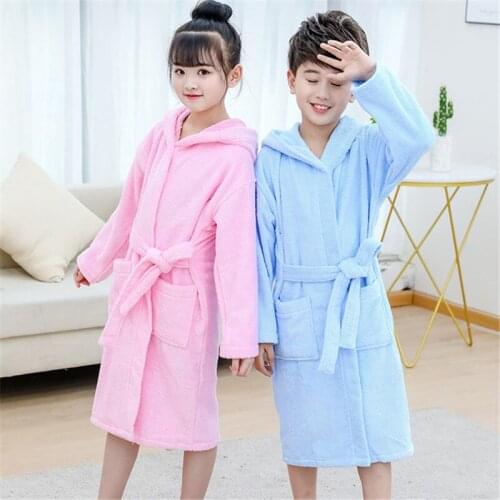 Fashion Kids Cotton Bathrobe Cotton Children Hooded Bathrobe Sleepwear Towel Thick Hotel Home Bathrobe