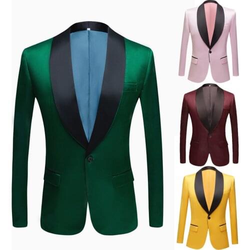 HJQSC Mens bright face embossed suit Green Violet yellow blue Coat 2020 Custom Made Casual Wedding Prom Groom Blazer Jacket