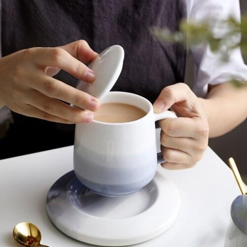Nordic Ceramic Mug Set With Spoon Office Coffee Cup Tea Cup Drinking Cup Milk Cup Couple Cup