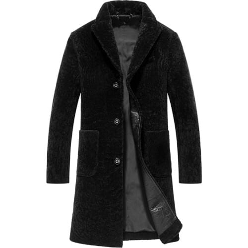 New Sheep Shearling Jacket Natural Wool Coats Long Autumn Winter Real Fur Coat Windbreaker Suit Collar 9961 KJ1461