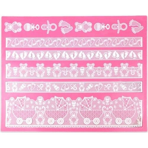 New Baby Carriage Lace Silicone Mold Cake Border Decorative Mold DIY Baking Tools K483