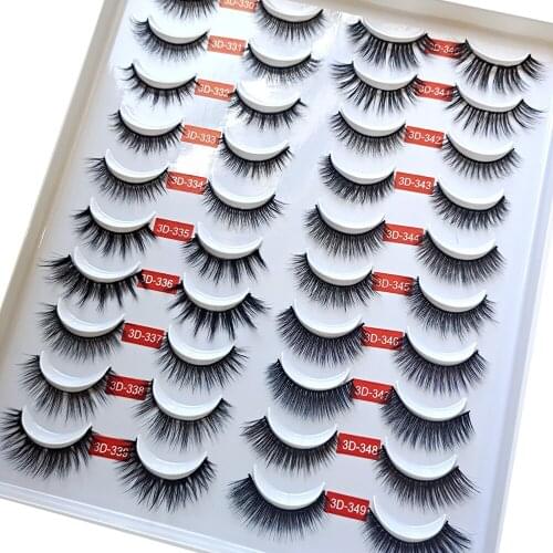 NEW 20pairs/pack Fluffy 8-25mm short Mink Eyelashes Bulk Dramatic Messy Long Eyelashes Make Up lashes mink