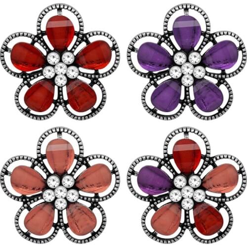 New Beauty Trendy Flower Rhinestone 18mm snap buttons fit 18mm snap necklace jewelry wholesale KZ3428 Gift