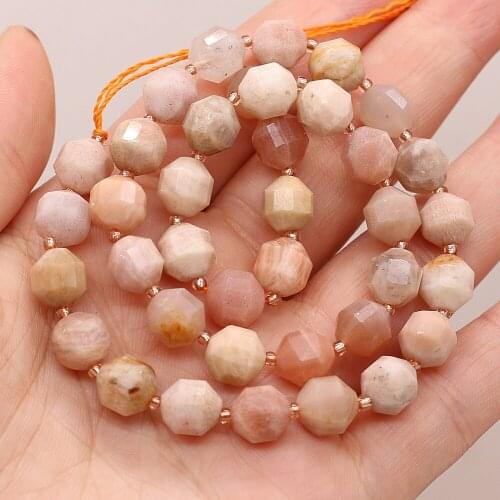 New Natural Sun Stone Temperament Beaded Exquisite Olive Shape Faceted Energy Column Beads For DIY Jewelry Making Bracelet 8mm