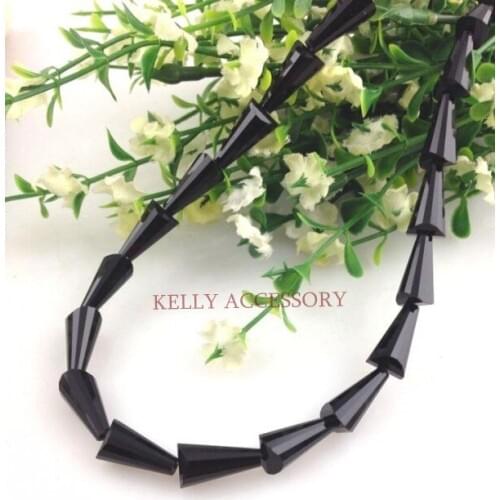 Wholesale 100pcs 8x16x7mm Black Cone Loose Spacer Crystal Beads Charm Glass Teardrop Beads For Jewelry Making Bracelet DIY Beads