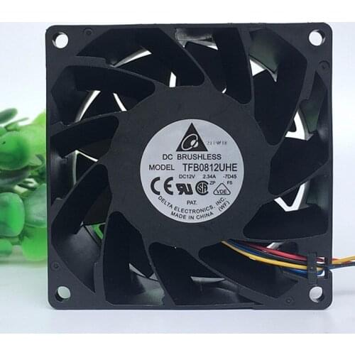 Wholesale Delta TFB0812UHE 80x80x38mm 8cm DC12V 2.34A Server Square inverter axial cooling fan