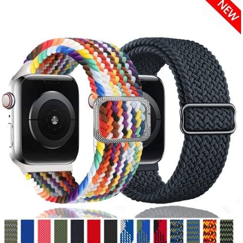 Braided Solo Loop For Apple watch band 44mm 40mm 38mm 42mm Adjustable Elastic Nylon belt bracelet iWatch series 3 4 5 se 6 strap