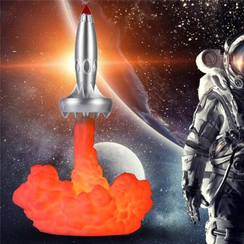 Dropshipping Space Shuttle Lamp And Moon Lamps In Night Light By 3D Print For Space Lovers Rocket Lamp LED Table Decor Lamp Gift