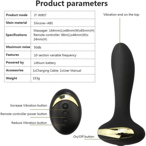 Remote Control Anal Vibrator Prostate Massager Dildo Butt Plug 10 Stimulation Pattern Silicone Anus Sex Toy for woman S0123
