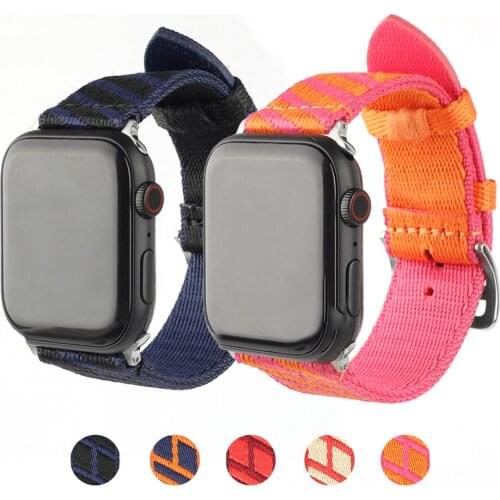 Nylon Watch Band 38mm 42mm 40mm 44mm Fashion Loop Watch Strap Replacement for Apple Iwatch Series SE 6 5 4 3 2 1