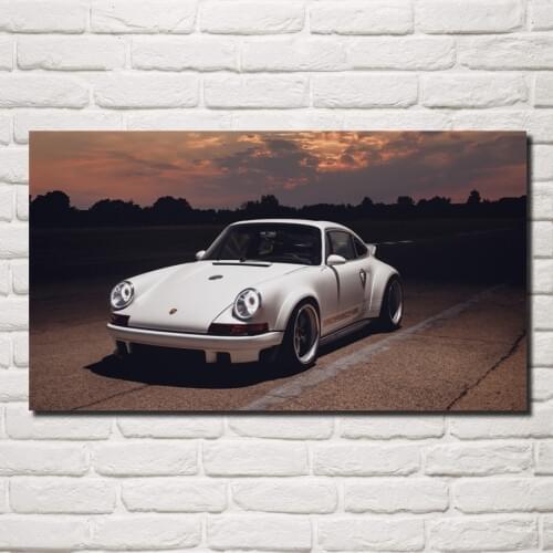 Retro classic white supercar beautiful luxury sports car living room decor home wall art decor wood frame fabric posters KG630