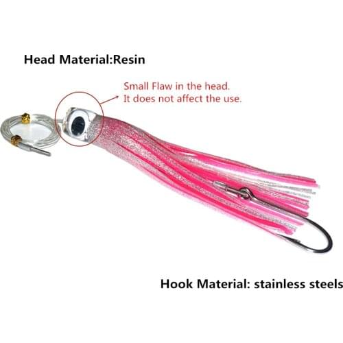 Fishing Lures Trolling Tuna Skirt Lures,8.5 Inch Fishing Saltwater Lures Rigged Hooks Big Game Fishing Lures Small Flaw
