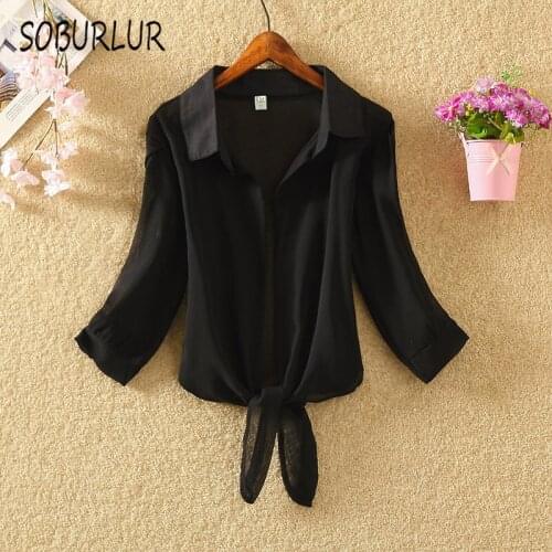 SOBURLUR Black And White Blouses