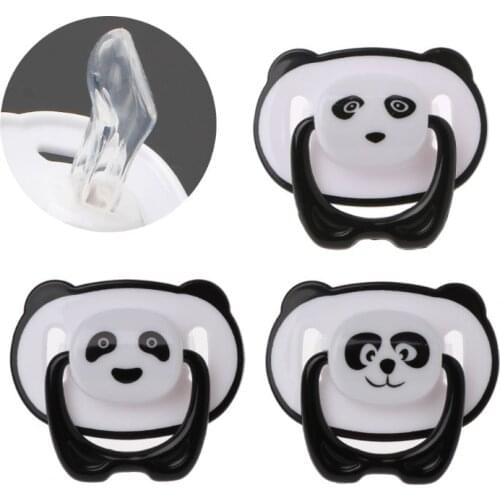 Cute Panda Nipple Dummy Pacifier Baby Food Grade PP Silicone Soother Toddler Orthodontic Nipples with Ring Teether Baby Pacifier