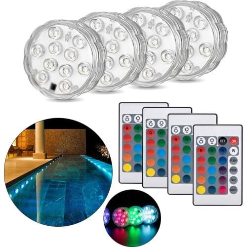 Swimming Pool Light Remote Controlled RGB LED Underwater Light 10Led Submersible Light Night Lamp Garden Party Vase Bowl Decor