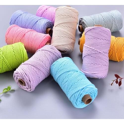 100% cotton 4 mm Colorful Cord Rope Beige Twisted Macrame String DIY Home Textile Wedding Decorative Tapestry Art 55yardds