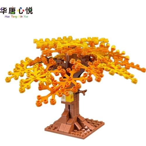 City Street View Plant Tree Spring And Autumn Trees Set Sale Model Building Blocks Toys for Children Educational Kids Gifts