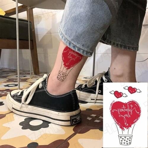 Waterproof TemporaryTatoo Sticker Coupl Heart Wing Hot Air Balloon Art Tattoo Water Transfer Fake Flash Tatto for Man Women