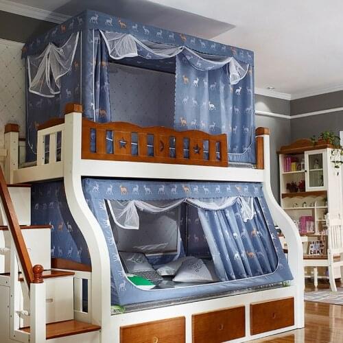 Bunk Bed Curtain Mosquito Net Light Shade Integrated Student Childrens Height-Adjustable Bed Upper and Lower Bed Curtain Home