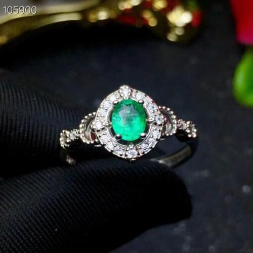 Natural emerald ring fashionable gem quality 925 silver 4x5mm