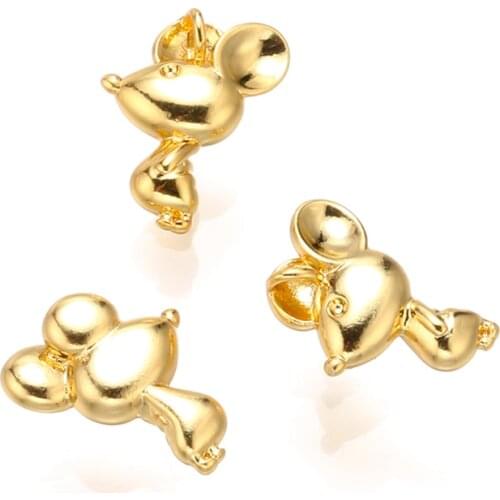 Gold lucky mouse charms small cute animal pendant For Jewelry making Findings create necklace Fashion DIY Handmade Accessories