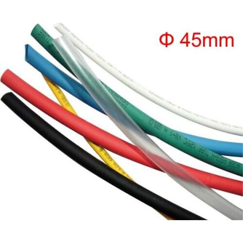 1M Ratio 2:1 45mm Dia Yellow Red Blue Green Clear White Black Polyolefin Wire Wrap Insulation Cable Sleeve Heat Shrinkable Tube