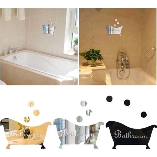 1PC PVC Mirror Surface Wall Sticker Bathtub Pattern Decals Washroom Entrance Sign Bathroom Door Plate Home Living Decor Tools