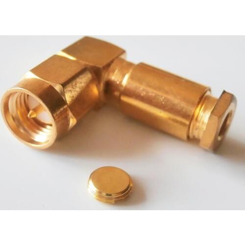 1 Pcs RF Connector SMA Male 90 Degree Right Angle plug Clamp Solder For RG316 RG174 RG179 LMR100 Cable Brass RF Coax Adapter