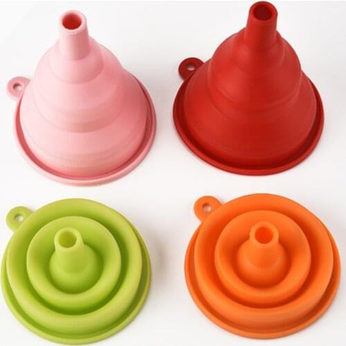 100% Food Grade Silicone Collapsible Funnel Flexible Foldable Kitchen Funnel for Liquid Transfer Household Liquid Dispensing