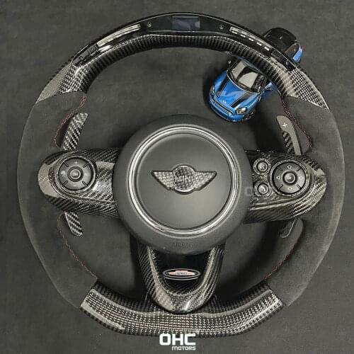100% Real Carbon Fiber LED Display Steering Wheel compatible for Mini F55 F56 R61 Coo-per Clubman Countryman