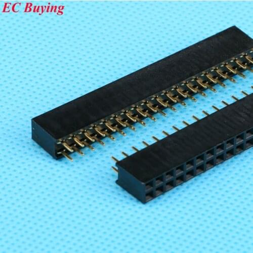 100pcs/lot 2.54mm Double Row Female 20P Straight Header Pitch Socket Strip 2X20 Pin