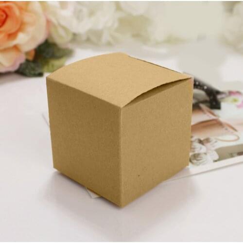50PCS/Lot 5*5*5CM Candy Box Wedding Decoration Vintage Kraft Boxes Party Gift Favors Box Festive Party Wrapping Supplie