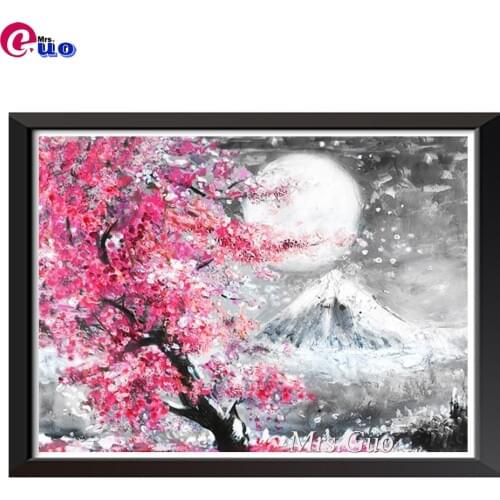 5D Diy Full Square Round Diamond Embroidery Mount Fuji Cherry Blossom Landscape Japan Diamond Painting Mosaic Cross Stitch Kits