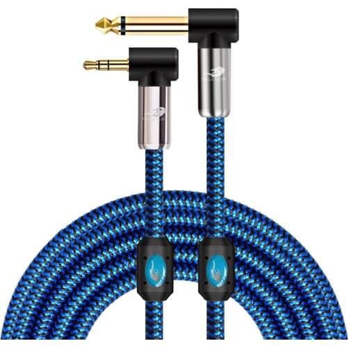 TRS 3.5mm to 1/4" TS Mono 6.35mm Male Jack Audio Cable For iPhone Cellphone Computer Laptop Amplifier Mixer Console 1m 2m 3m 5m