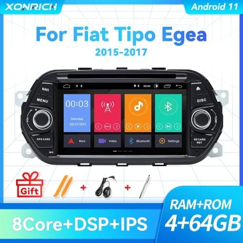 1Din Android 10 Car Radio DVD For Fiat Tipo Aegea Egea 2015 2016 2017 Auto multimedia player GPS Naviagtion Stereo 64GB IPS DSP