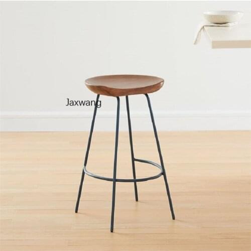 Solid Wood Bar Stools Nordic Modern Minimalist Home Bar Stool Home Furniture High Feet Chair Wrought Iron Simple High Feet Stool