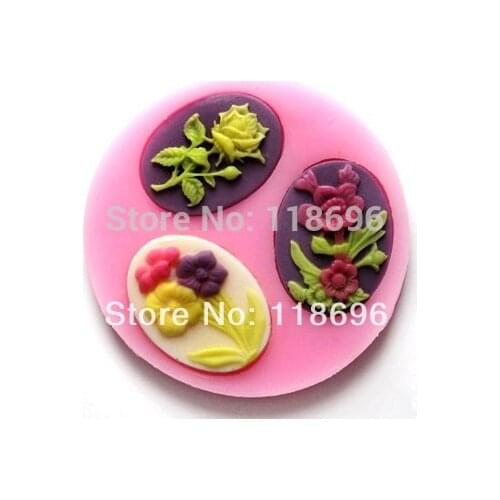 Free shipping 4 Complex of beautiful flowers chocolate mold fondant Cake decoration molds100% Food grade material No.si381