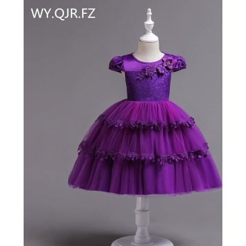 BH839Z#Flower Girl Dresses Purple Medium Big size children irregular gauze princess party prom Christmas performance dress 2018