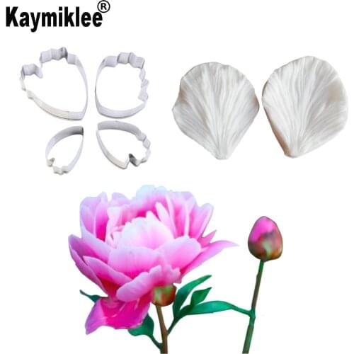 Large Peony Flower Veiner Silicone Mould Gumpaste Sugarcraft Fondant Mold Cake Decorating Tools CS286
