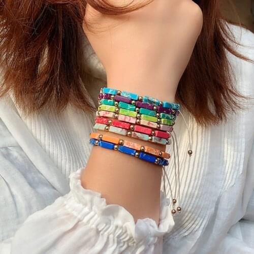 Bohemian Handmade Natural Emperor Stone Chakra Bracelet Beads Leather Wrap Couples Bracelets for Women Boho Party Gifts Jewelry
