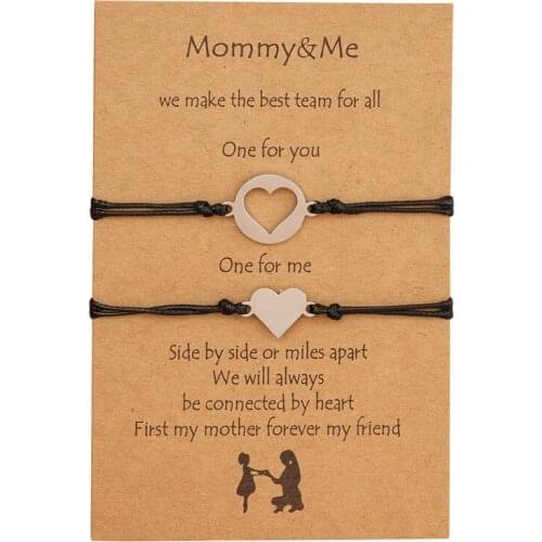 2Pcs/Set Unique New Heart Shape Jewelrys Sisters Charm Bracelets Stainless Steel Anti Allergy Birthday Gift