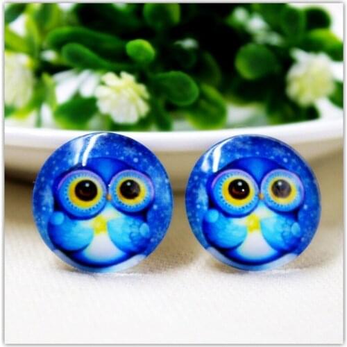 154216-36 , Owl round Glass Cabochon dome Flat Back Beads, DIY handmade beads, clothing accessories