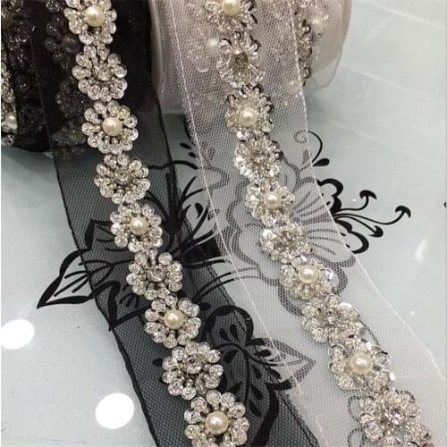 Handmade Beaded Embroidered Mesh Lace Glass Beizhu Pearl Sun Flower Beaded Clothing Diy Accessories
